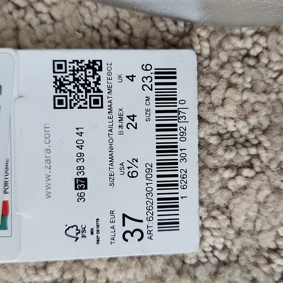 Zara silver leather pointed toe ballerina flats in 37 - Picture 7 of 7